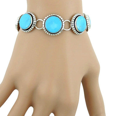 Turquoise Link Bracelet Sterling Silver B5510-C75