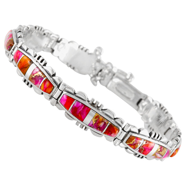 Plum Spiny Link Bracelet Sterling Silver B5516-C92A