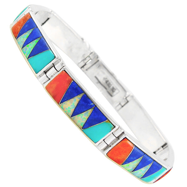 Multicolor Link Bracelet Sterling Silver B5518-C00