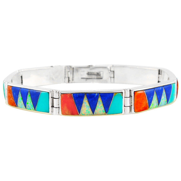 Multicolor Link Bracelet Sterling Silver B5518-C00