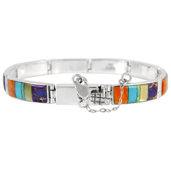 Multicolor Link Bracelet Sterling Silver B5518-C01
