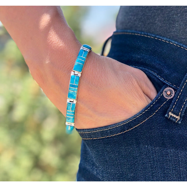 Coral Link Bracelet Sterling Silver B5518-C74