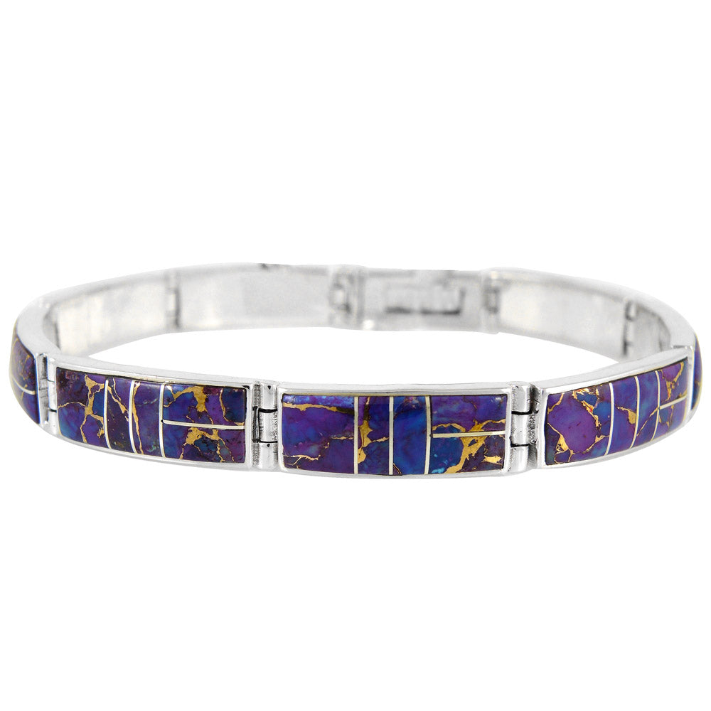 Purple Turquoise Link Bracelet Sterling Silver B5518-C07