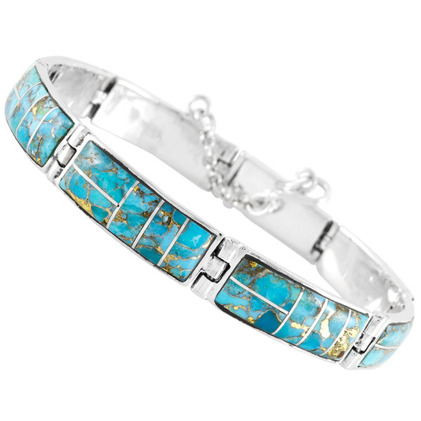 Sky Matrix Turquoise Link Bracelet Sterling Silver B5518-C94