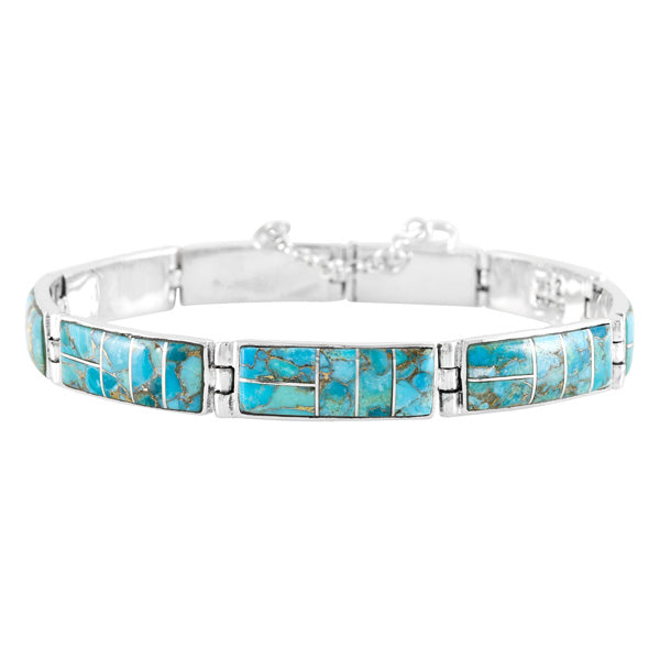 Sky Matrix Turquoise Link Bracelet Sterling Silver B5518-C94