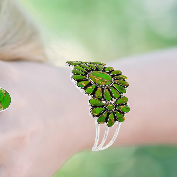 Green Turquoise Bracelet Sterling Silver B5523-C76