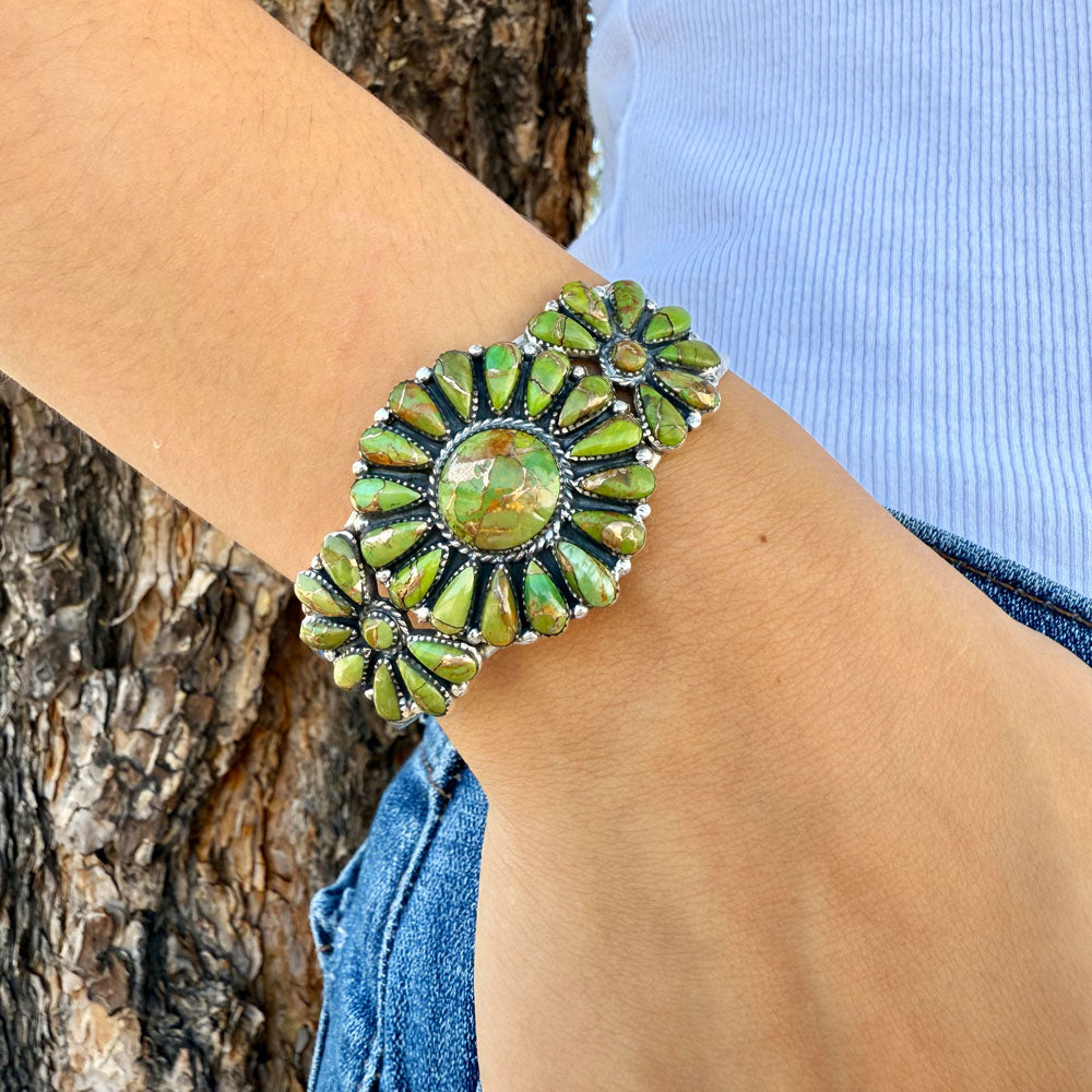Green Turquoise Bracelet Sterling Silver B5523-C76