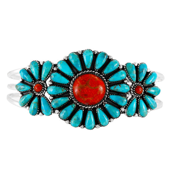 Turquoise & Coral Bracelet Sterling Silver B5523-C85