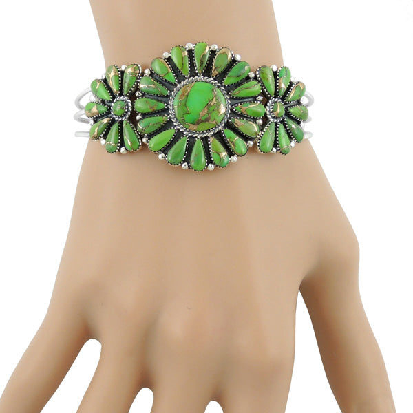 Green Turquoise Bracelet Sterling Silver B5523-C76