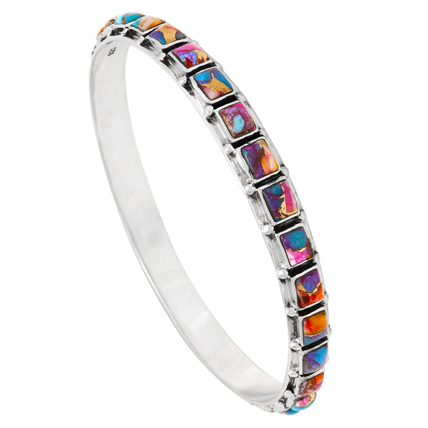Rainbow Spiny Turquoise Bracelet Sterling Silver B5529-C91
