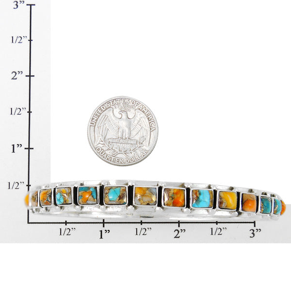Rainbow Spiny Turquoise Bracelet Sterling Silver B5529-C91
