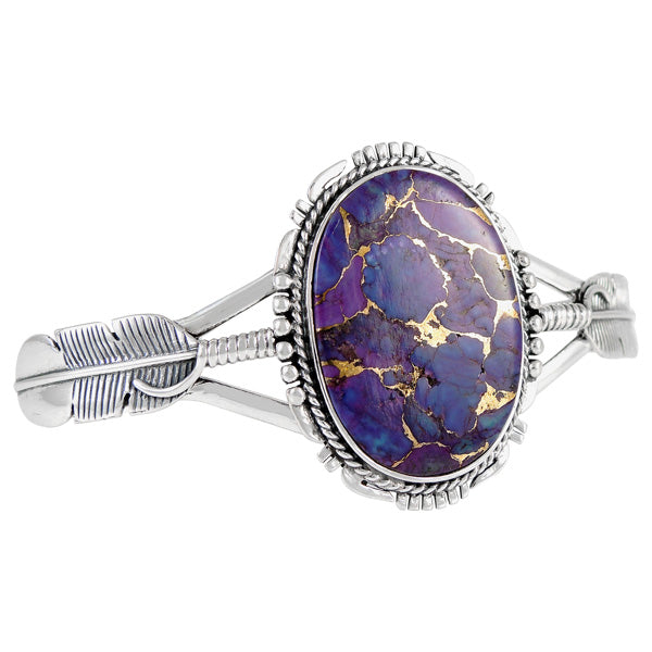 Sterling Silver Feather Bracelet Purple Turquoise B5550-C77