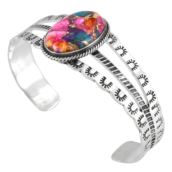 Rainbow Spiny Turquoise Bracelet Sterling Silver B5554-C91