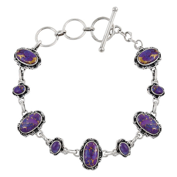 Purple Turquoise Link Bracelet Sterling Silver B5560-C77