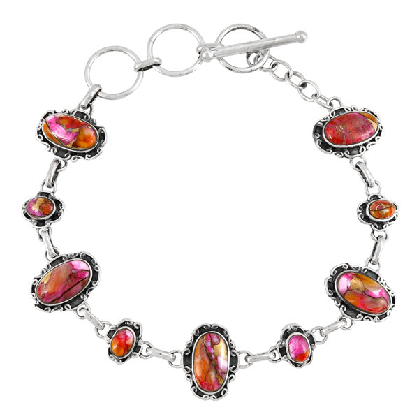 Plum Spiny Link Bracelet Sterling Silver B5560-C92