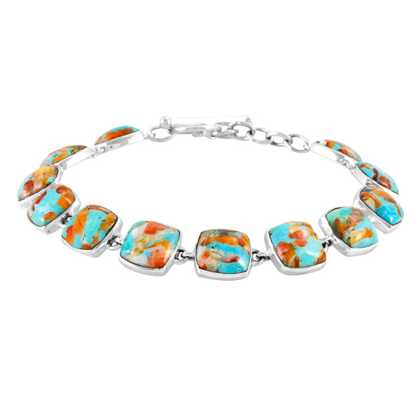 Sprinkles Spiny Turquoise Link Bracelet Sterling Silver B5561-C93