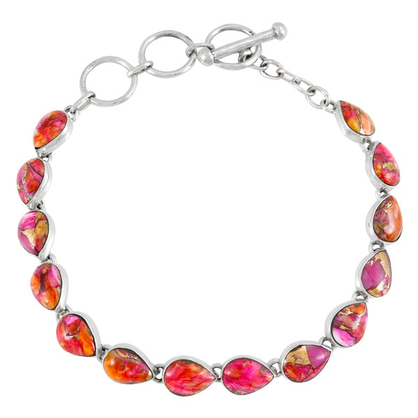 Plum Spiny Link Bracelet Sterling Silver B5565-C92