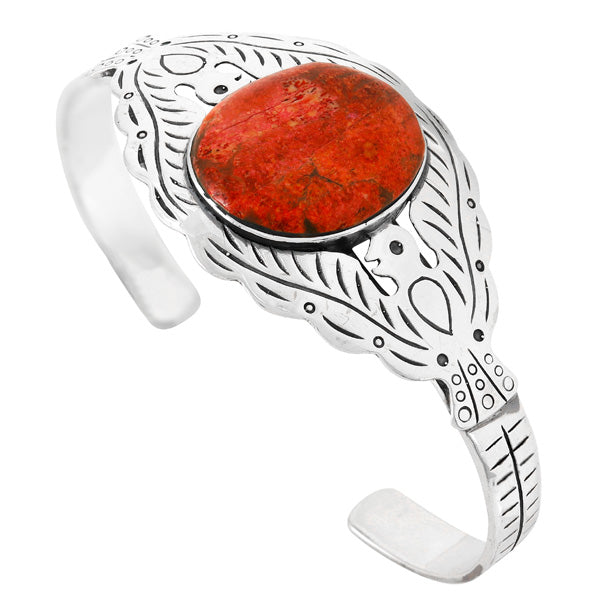Thunderbird Coral Bracelet Sterling Silver B5575-C74