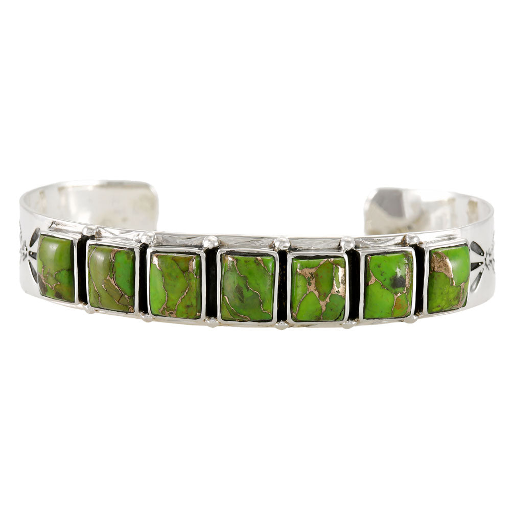 Green Turquoise Bracelet Sterling Silver B5586-C76