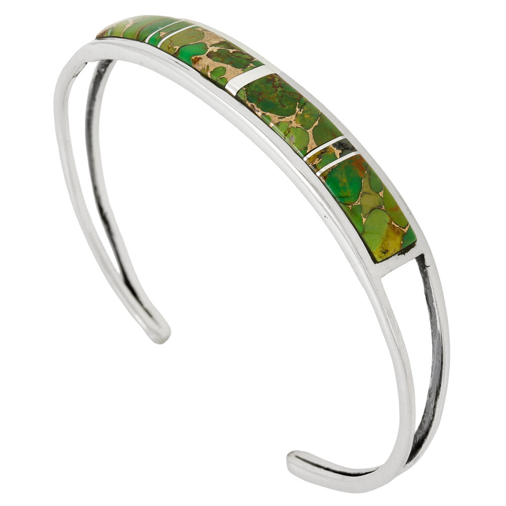 Green Turquoise Bracelet Sterling Silver B5587-C06