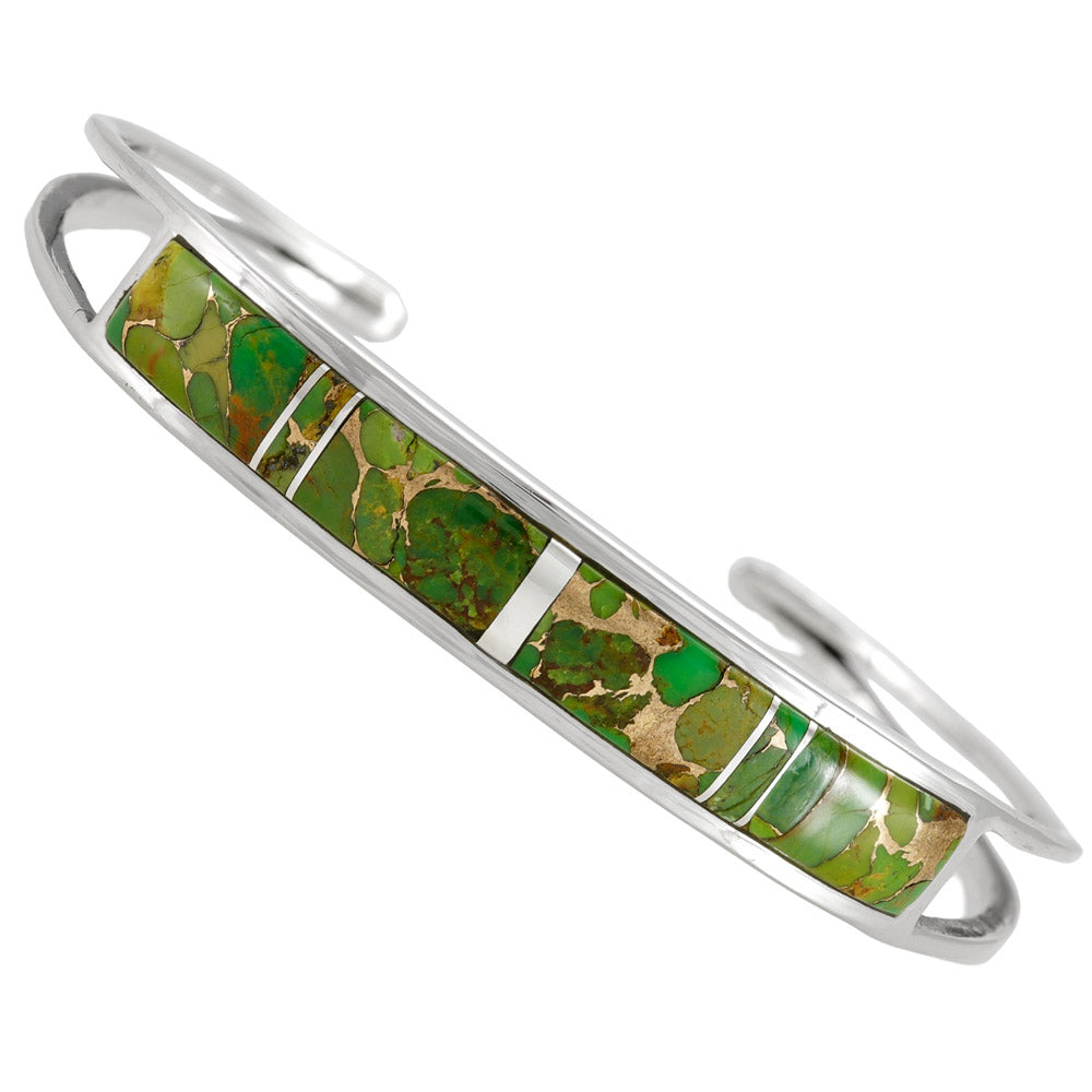 Green Turquoise Bracelet Sterling Silver B5587-C06