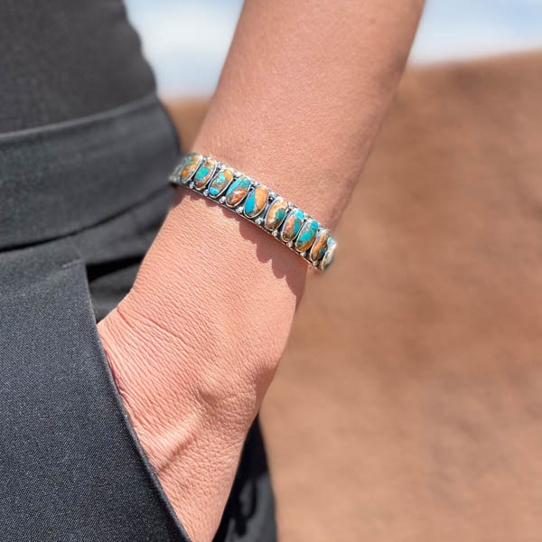 Spiny Turquoise Bracelet Sterling Silver B5601-C89