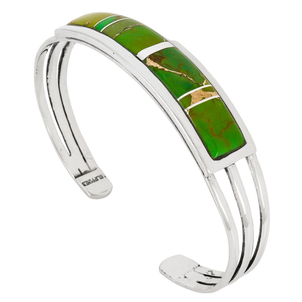 Green Turquoise Bracelet Sterling Silver B5615-C06