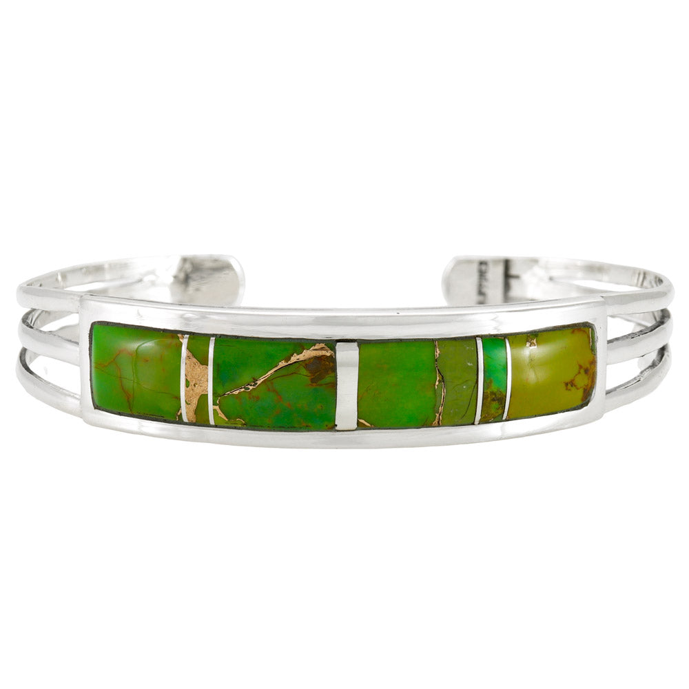 Green Turquoise Bracelet Sterling Silver B5615-C06