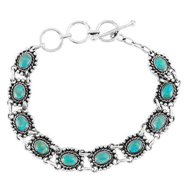 Turquoise Link Bracelet Sterling Silver B5616-C75