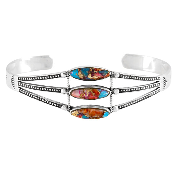 Rainbow Spiny Turquoise Bracelet Sterling Silver B5617-C91