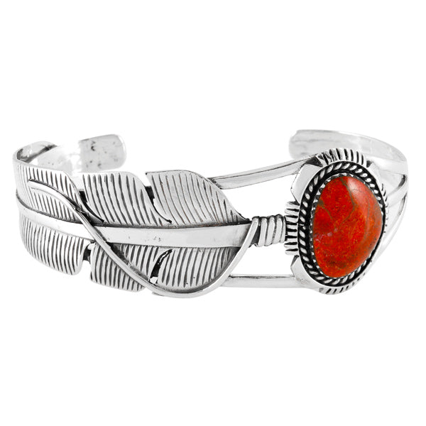 Coral Feather Bracelet Sterling Silver B5618-C74