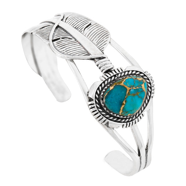 Matrix Turquoise Feather Bracelet Sterling Silver B5618-C84