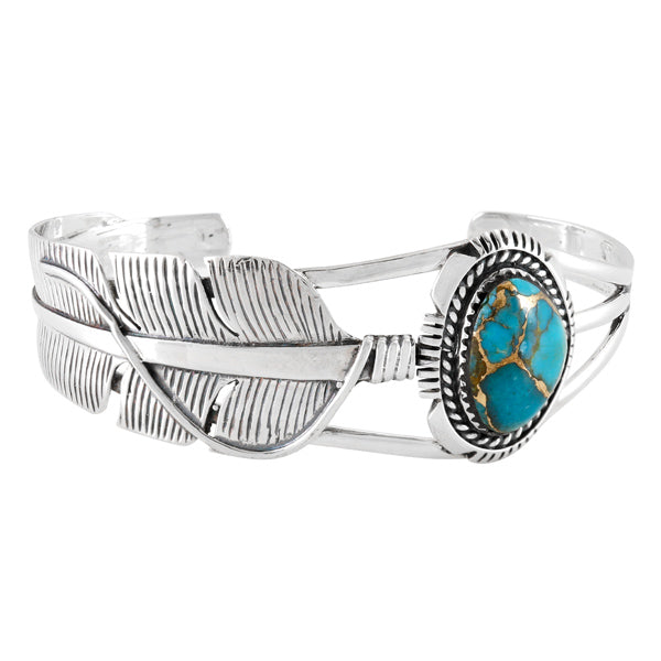Matrix Turquoise Feather Bracelet Sterling Silver B5618-C84