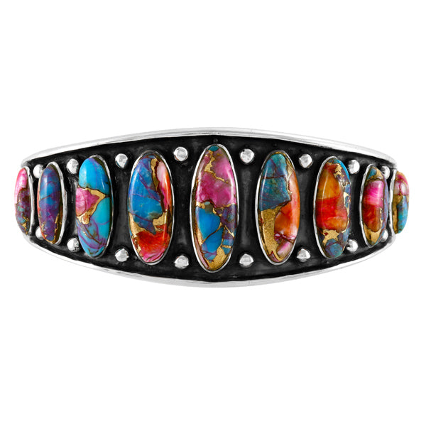 Rainbow Spiny Turquoise Bracelet Sterling Silver B5622-C91