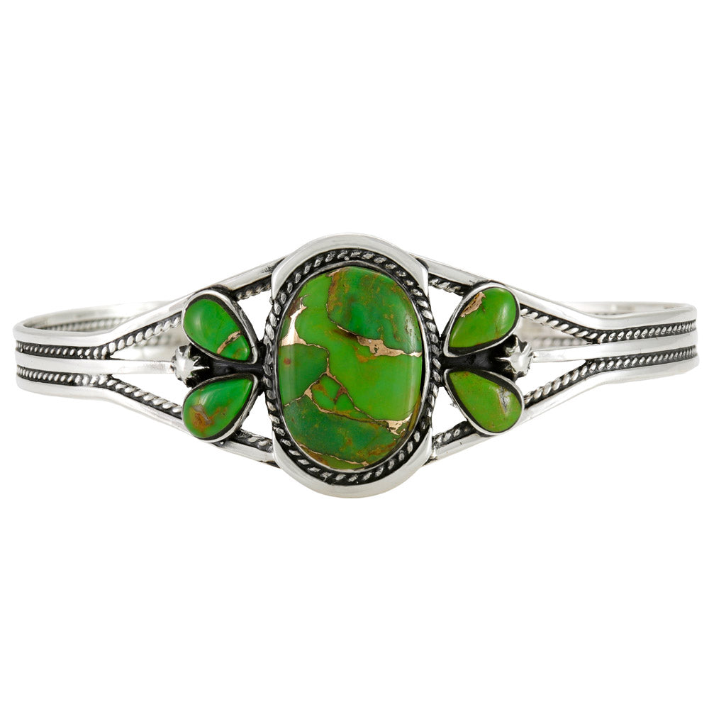 Green Turquoise Bracelet Sterling Silver B5623-C76