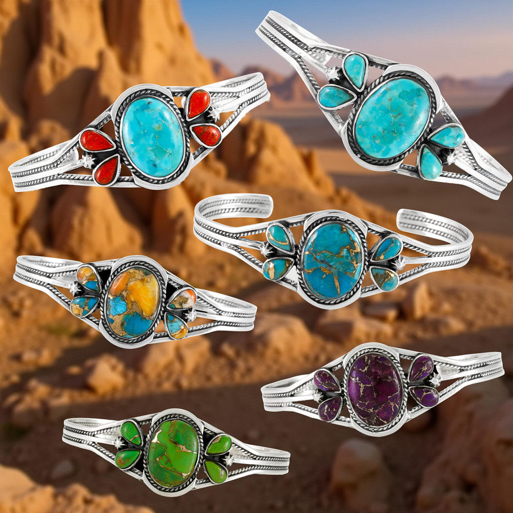 Green Turquoise Bracelet Sterling Silver B5623-C76