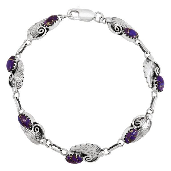 Purple Turquoise Link Bracelet Sterling Silver B5639-C77
