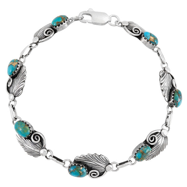 Matrix Turquoise Link Bracelet Sterling Silver B5639-C84