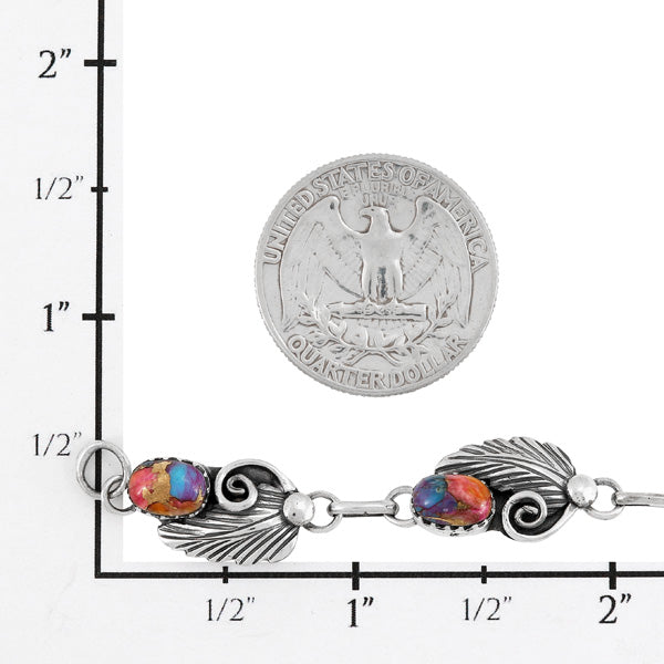 Coral Link Bracelet Sterling Silver B5639-C74