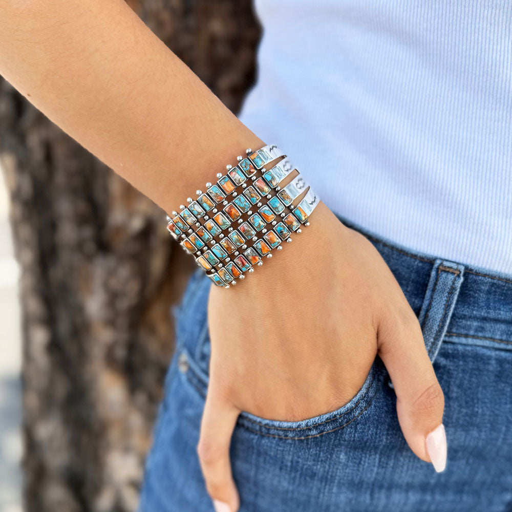 Spiny Turquoise Bracelet Sterling Silver B5642-C89