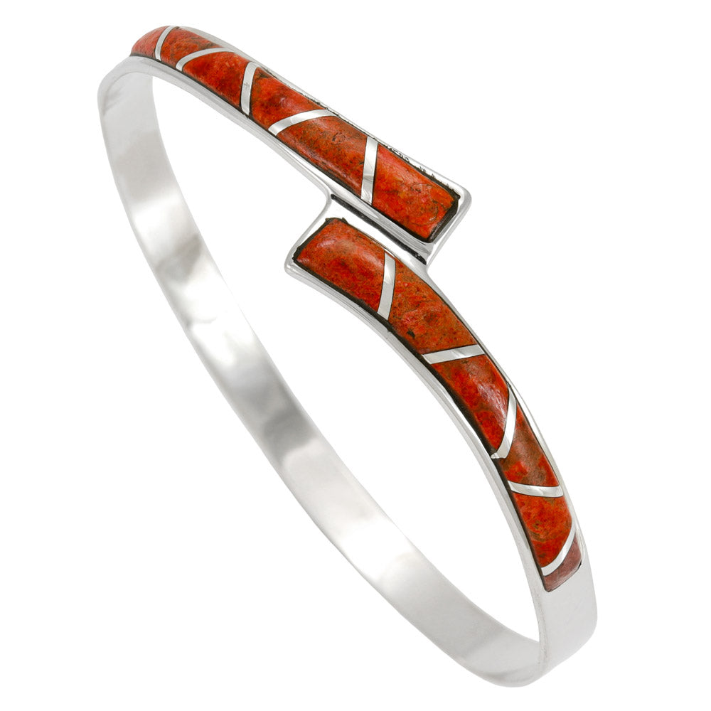 Coral Bangle Bracelet Sterling Silver B5643-C74