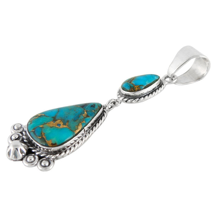 Sterling Silver Dangle Pendant Matrix Turquoise P3061-C84
