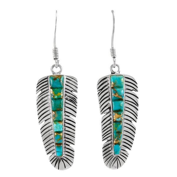 Matrix Turquoise Feather Earrings Sterling Silver E1016-LG-C84