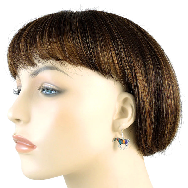 Sterling Silver Horse Earrings Multicolor E1054-C00