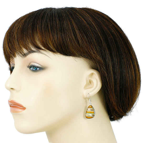Tiger Eye Gemstone Drop Earrings Sterling Silver E1058-C34