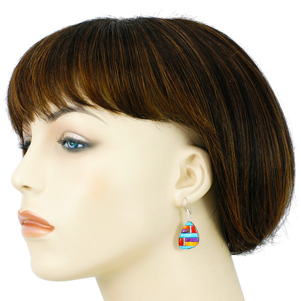 Multicolor Drop Earrings Sterling Silver E1058-C51