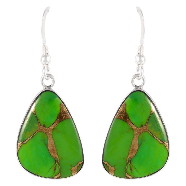 Green Turquoise Drop Earrings Sterling Silver E1058-C76