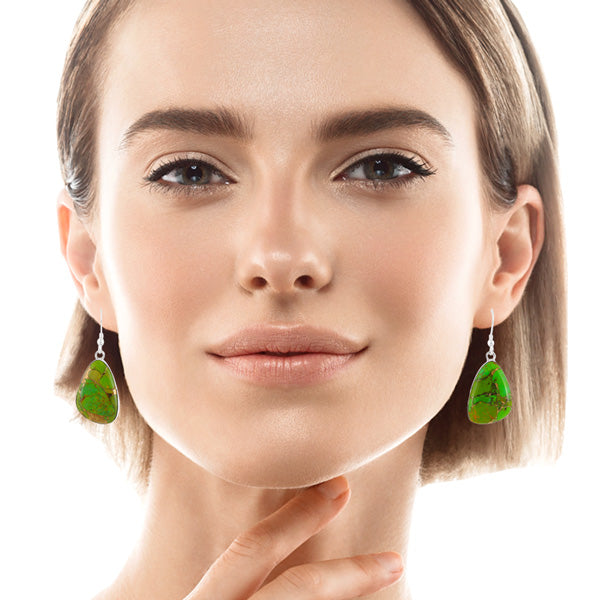 Green Turquoise Drop Earrings Sterling Silver E1058-C76