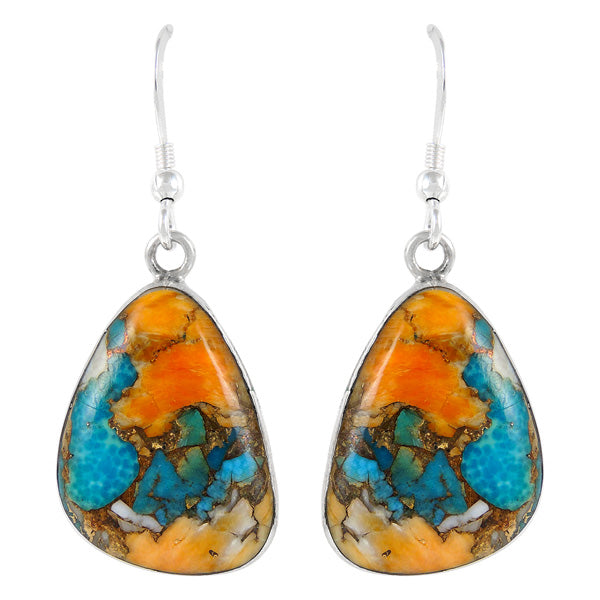 Sterling Silver Drop Earrings Spiny Turquoise E1058-C89
