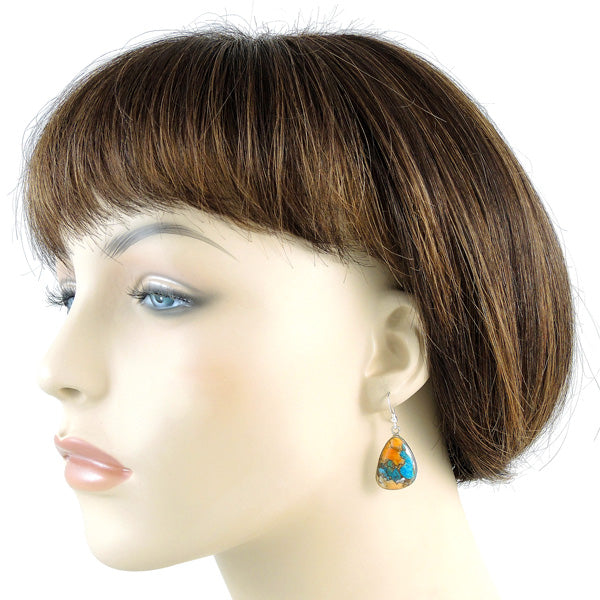 Sterling Silver Drop Earrings Spiny Turquoise E1058-C89